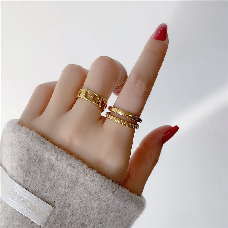 Vintage Titanium Steel Plated 18K Gold Ring