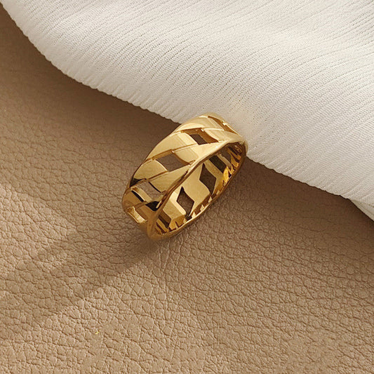 Vintage Titanium Steel Plated 18K Gold Ring
