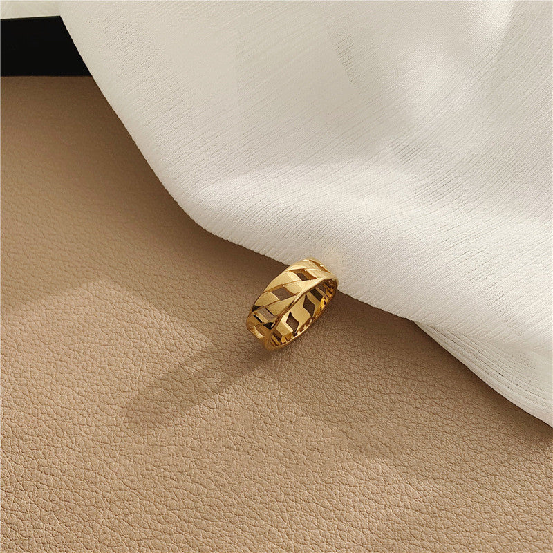 Vintage Titanium Steel Plated 18K Gold Ring